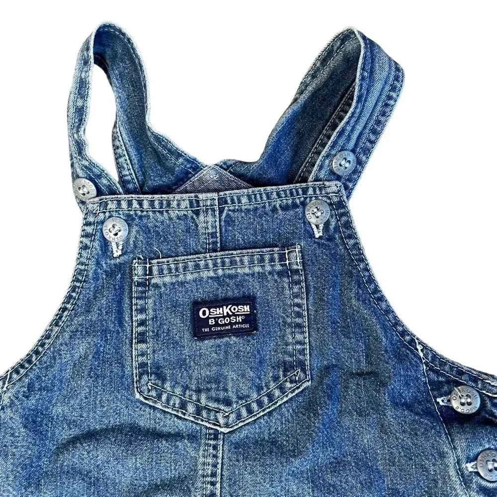 Vintage 90s Dress Size 4T Oshkosh B’gosh Vestbak Denim Jean Girl Overall Jumper